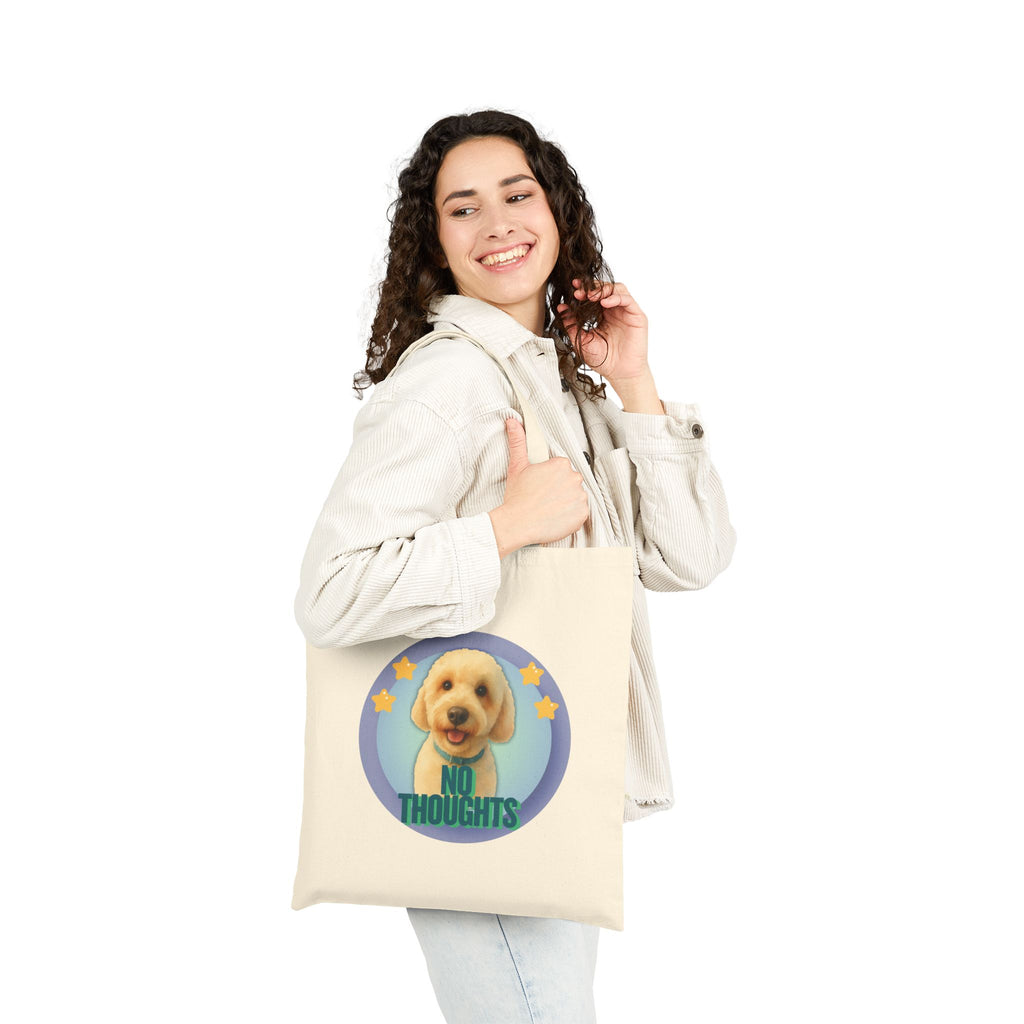 Goldendoodle Cotton Tote Bag — "No Thoughts Dog Graphic