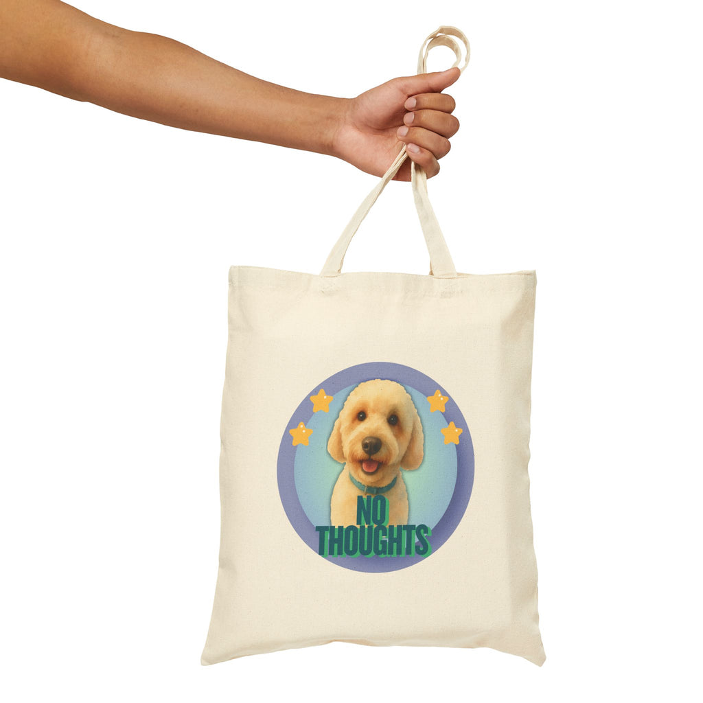 Goldendoodle Cotton Tote Bag — "No Thoughts Dog Graphic