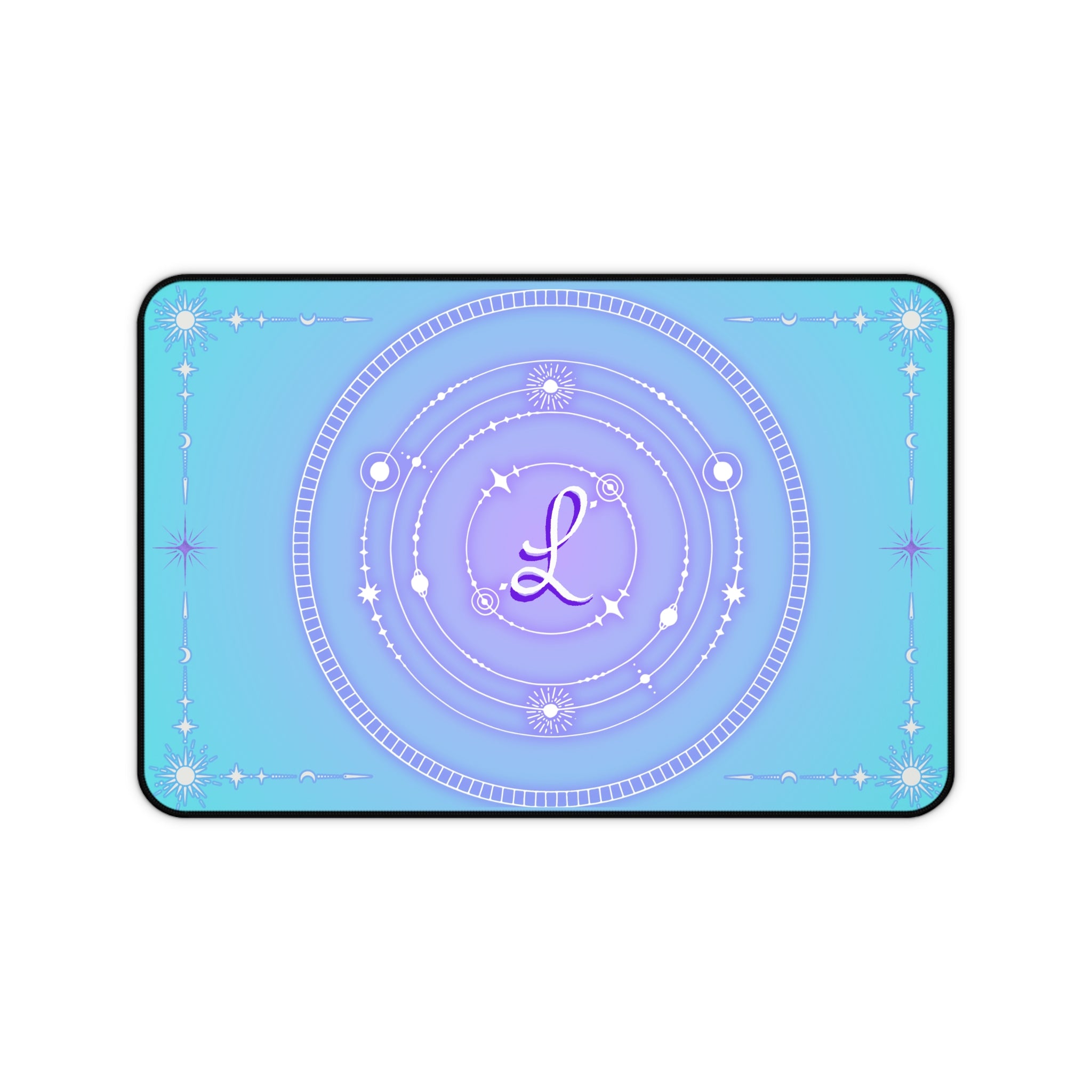 Lunar Monogram Desk Mat — Celestial Initial  Mouse Pad