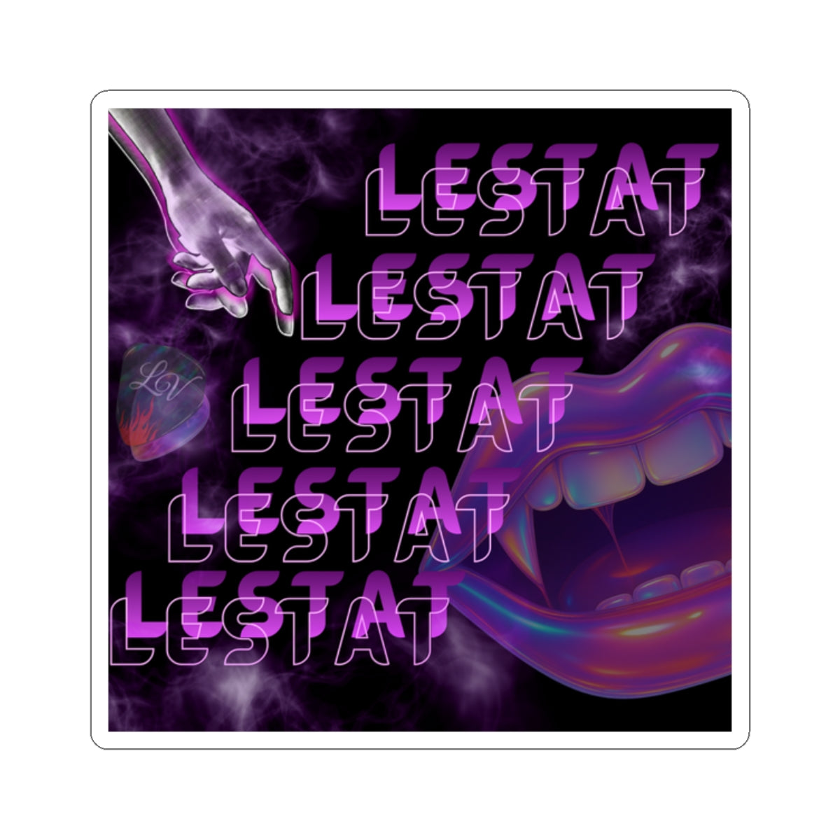 Lestat, Lestat, Lestat the Vampire Sticker — Purple Neon Gothic Kiss-Cut Decal