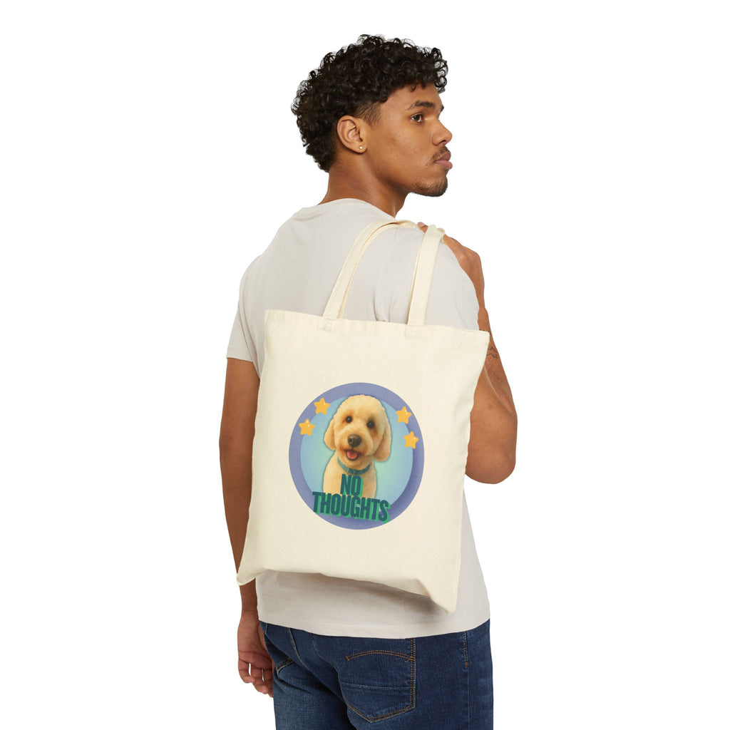 Goldendoodle Cotton Tote Bag — "No Thoughts Dog Graphic